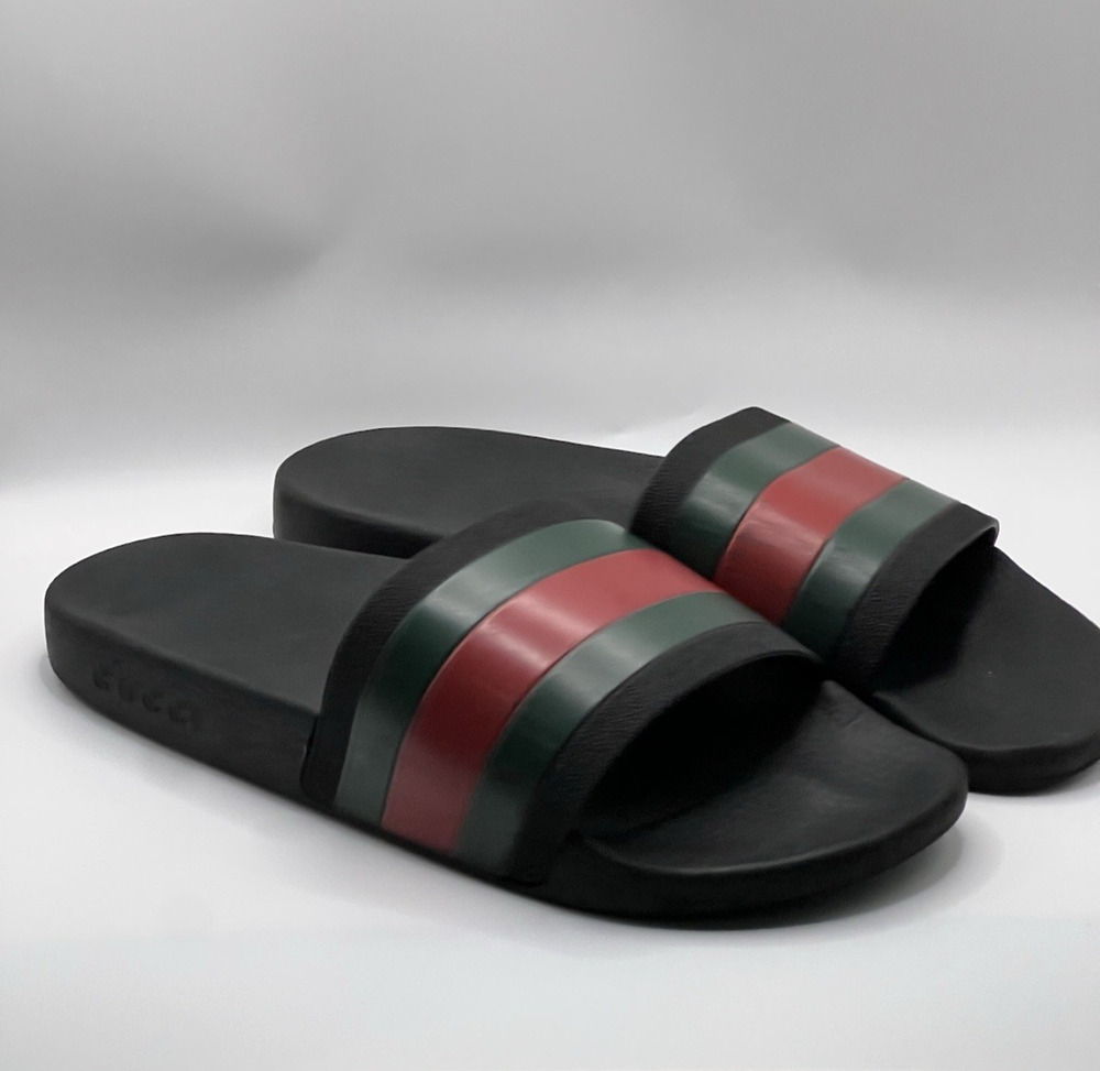 Gucci Ace Red And Green Stripe Pool Slides Mens Size 7 Uk 8US